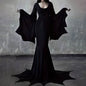 Black Costume Womens Gothic Witch Bat Sleeve Dress Halloween Cosplay Costumes Vintage Carnival Party Outfit - www.Shopthatapp.com