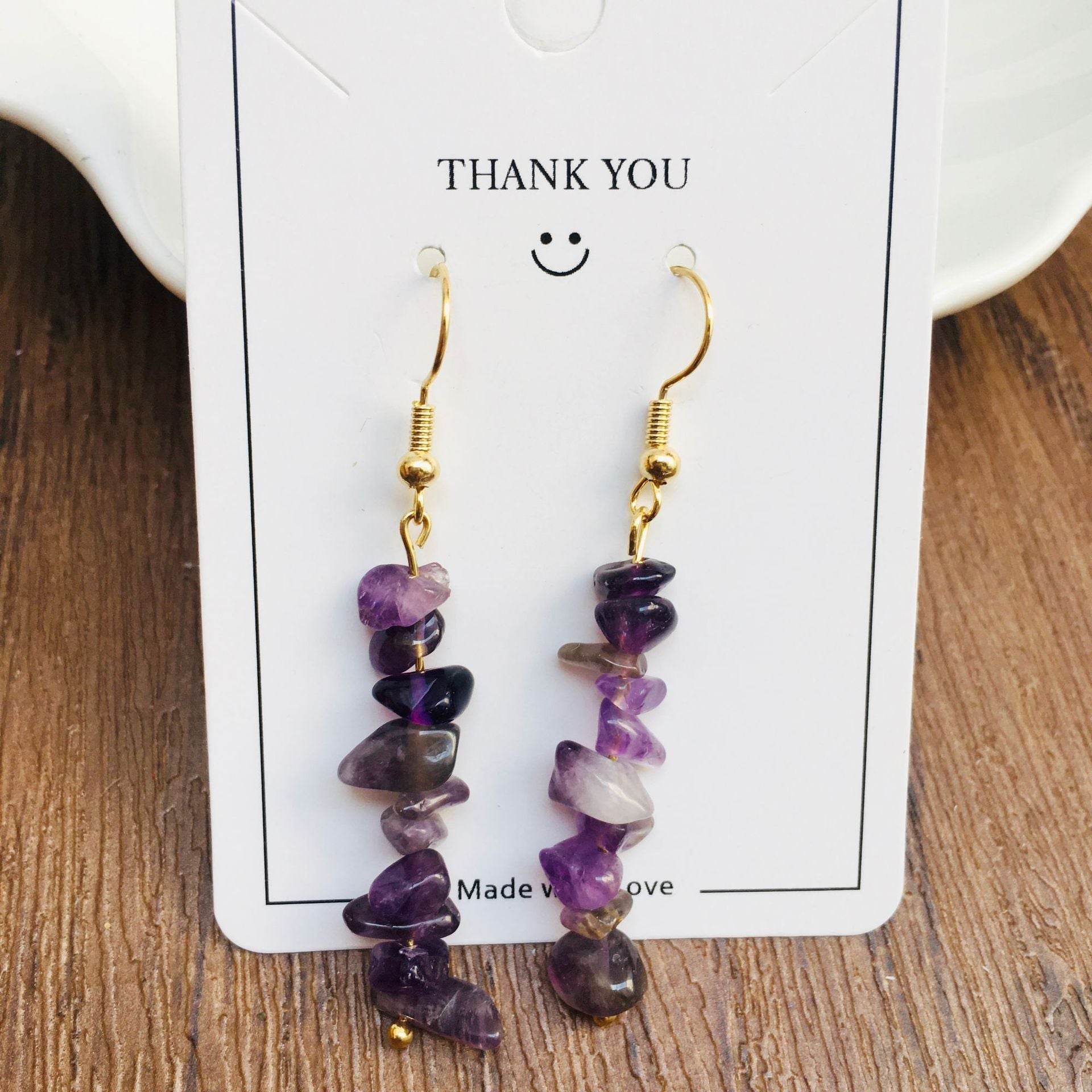 Handmade DIY Natural Crystal Stone Beaded Earrings - www.Shopthatapp.com