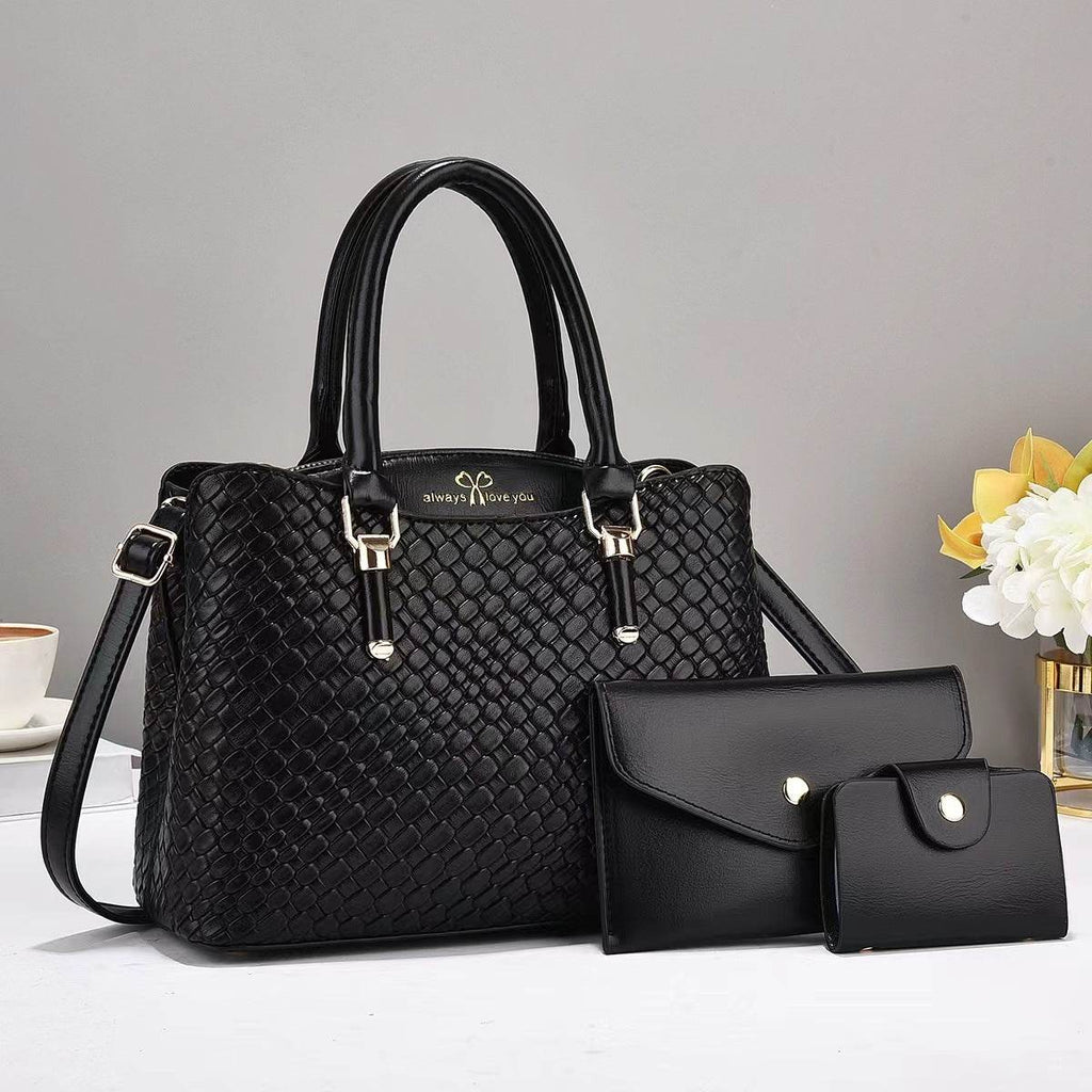 Woven Texture Three-piece Set Large Capacity One Shoulder Combination Bags women - www.Shopthatapp.com