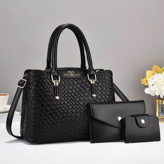 Woven Texture Three-piece Set Large Capacity One Shoulder Combination Bags women - www.Shopthatapp.com