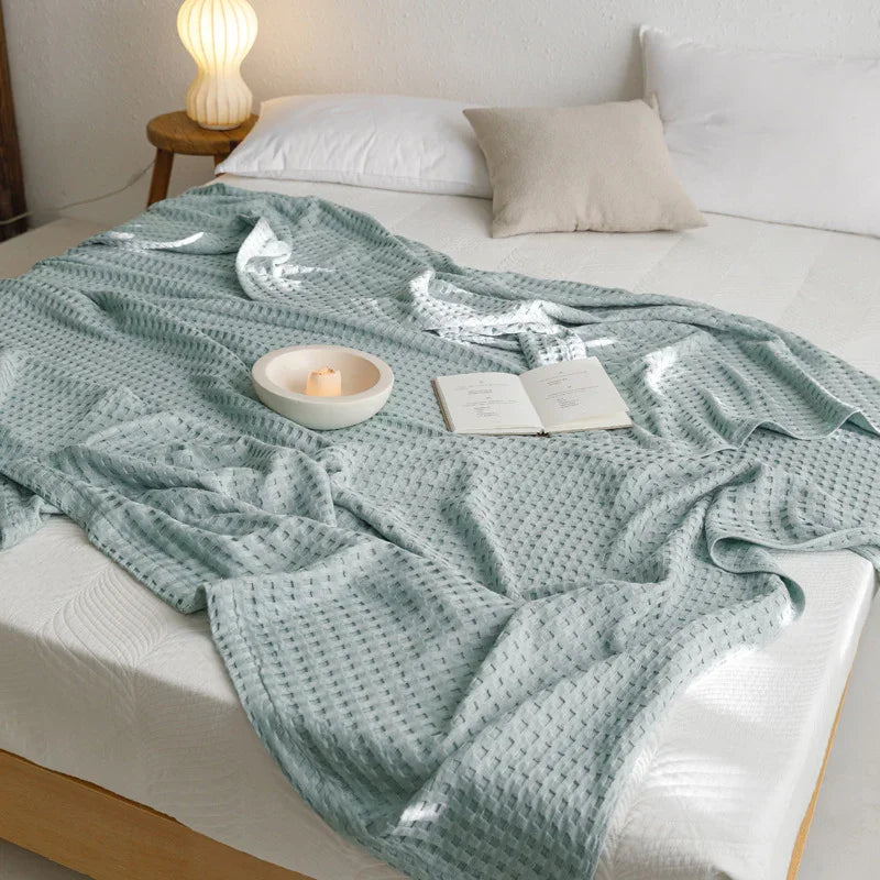 Waffle Cotton Yarn Air Conditioner Summer Cooling Duvet Solid Color Dormitory Comforter - www.Shopthatapp.com