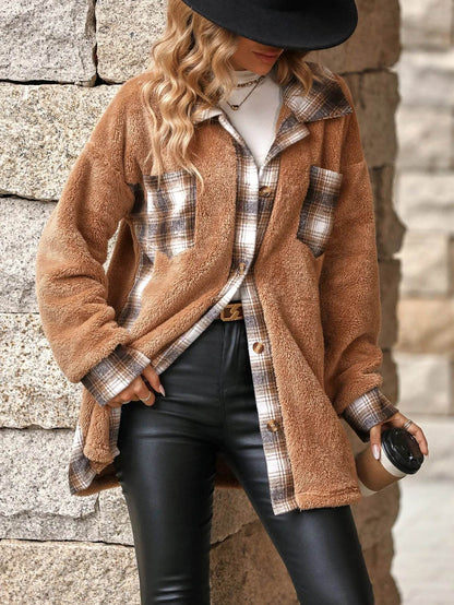 Plaid Woolen Coat Fashion Lapel Single-breasted Mid-length Coat Women's Clothing - www.Shopthatapp.com