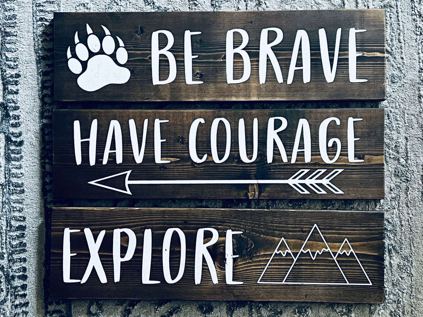 RusticGirls.Trilogy Be Brave Decor Sign for Home - Www.Shopthatapp.com