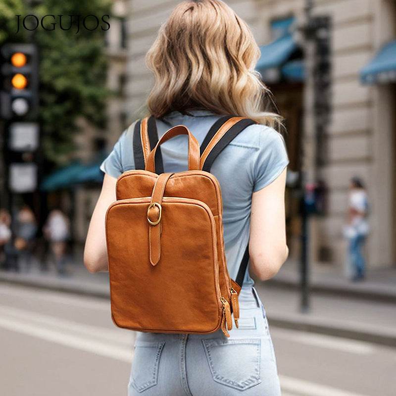 Multi-laminated Retro Genuine Leather Backpack - www.Shopthatapp.com