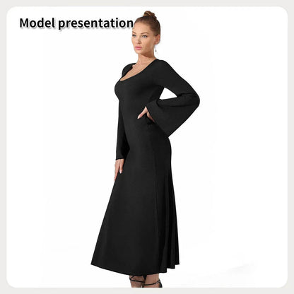 Women's Fashion Simple Plain Long Dress - www.Shopthatapp.com