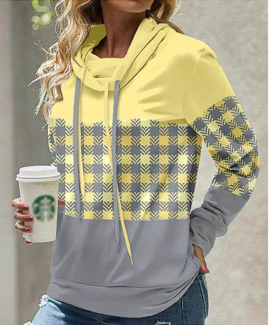New Fashion Women's Pile Collar Printed Hoodie Pullover Top - www.Shopthatapp.com
