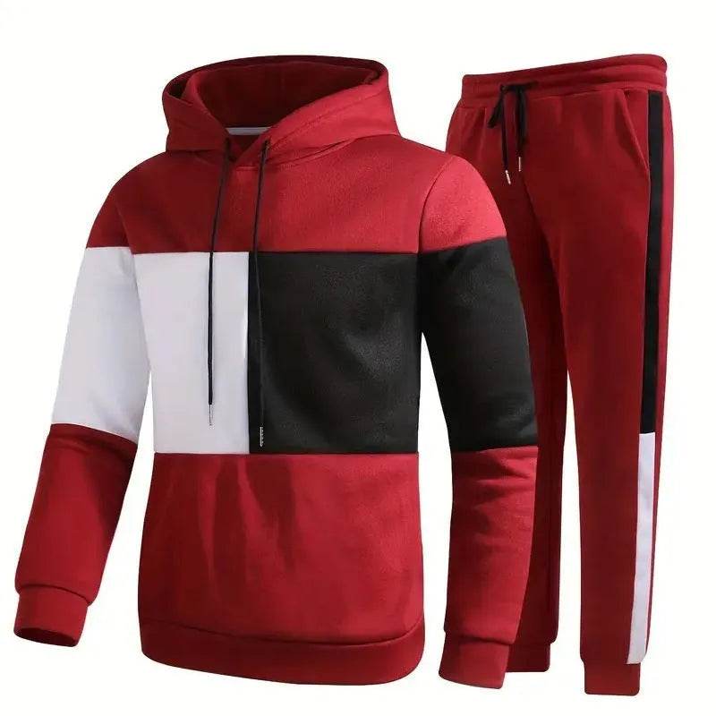 Casual Classic Plaid  Long Sleeve Sweatshirt Hoodie set Suit men - www.Shopthatapp.com