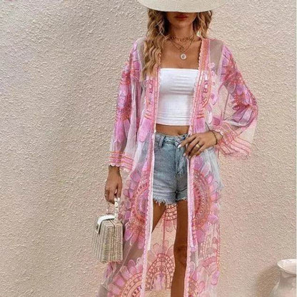 Beach Cover-up Pattern Sun Protection Cardigan Female - www.Shopthatapp.com