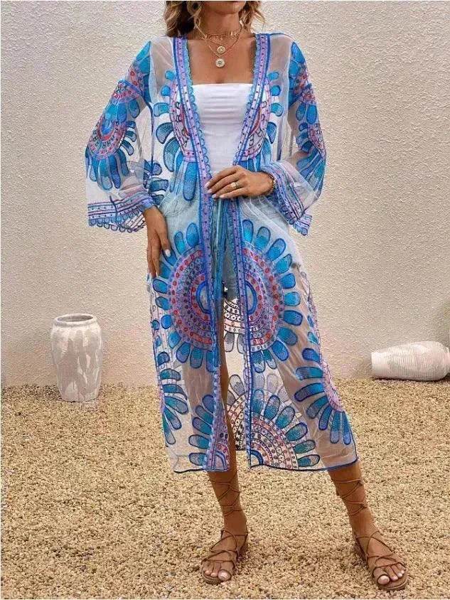 Beach Cover-up Pattern Sun Protection Cardigan Female - www.Shopthatapp.com