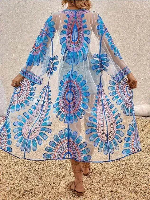 Beach Cover-up Pattern Sun Protection Cardigan Female - www.Shopthatapp.com