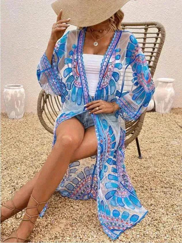Beach Cover-up Pattern Sun Protection Cardigan Female - www.Shopthatapp.com