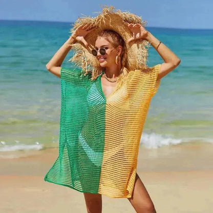 Beach Hollow Out Tops Cover-Up Knit Bikini Over-Blouse - www.Shopthatapp.com