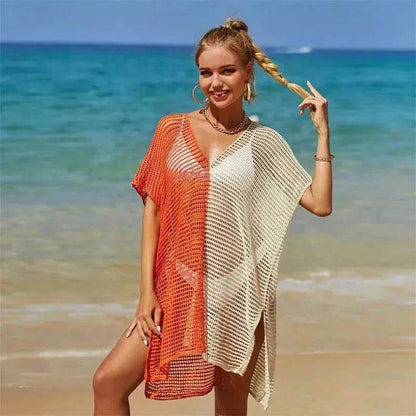 Beach Hollow Out Tops Cover-Up Knit Bikini Over-Blouse - www.Shopthatapp.com