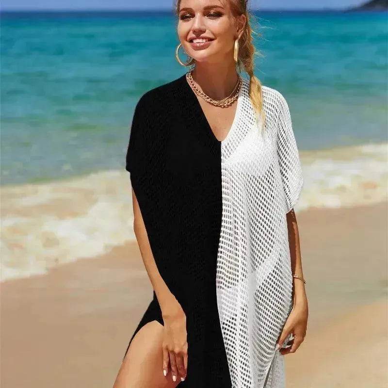 Beach Hollow Out Tops Cover-Up Knit Bikini Over-Blouse - www.Shopthatapp.com