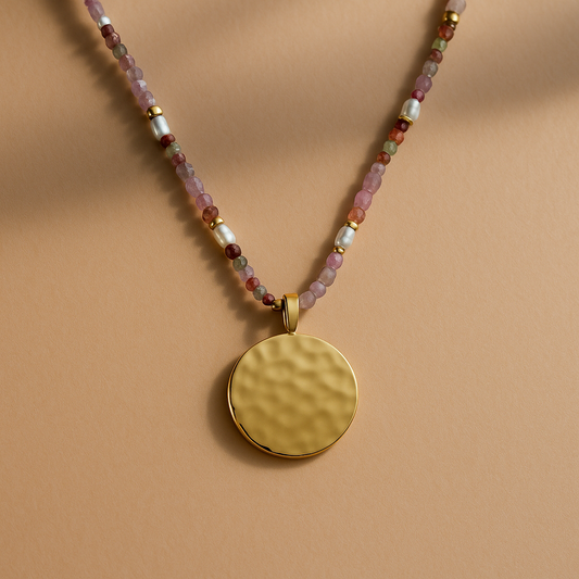 Beaded Disc Necklace - www.Shopthatapp.com