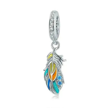Beads DIY Pendent Accessories Enamel Feather - www.Shopthatapp.com