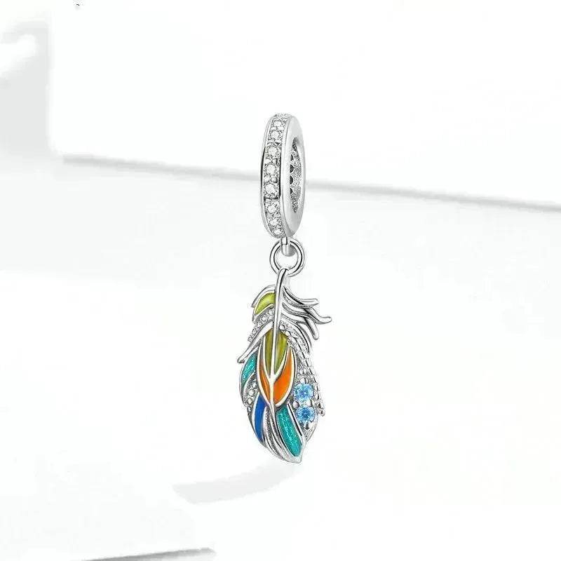 Beads DIY Pendent Accessories Enamel Feather - www.Shopthatapp.com