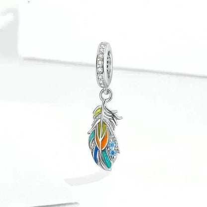 Beads DIY Pendent Accessories Enamel Feather - www.Shopthatapp.com