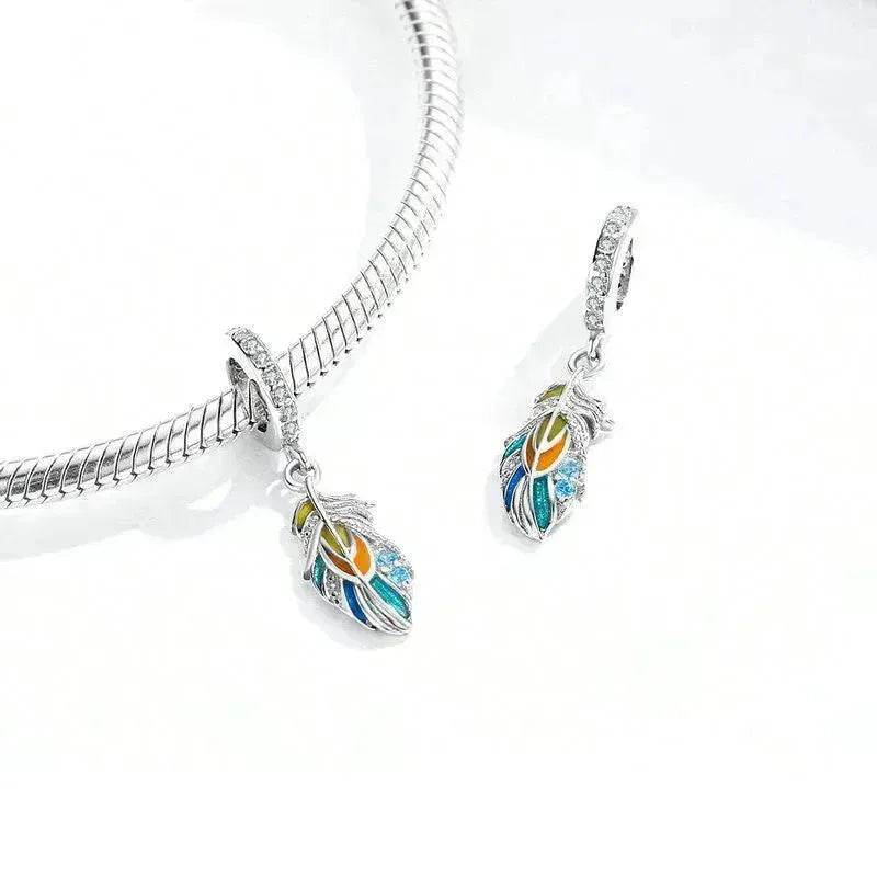Beads DIY Pendent Accessories Enamel Feather - www.Shopthatapp.com