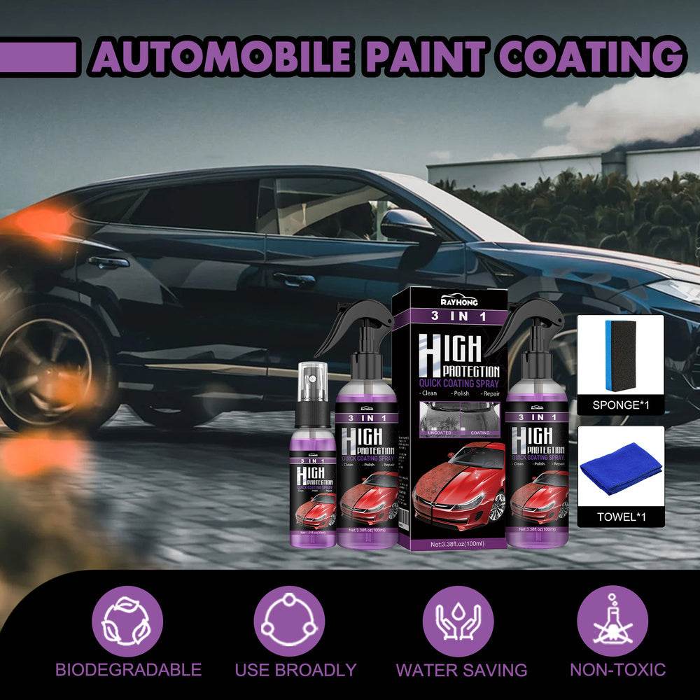 RAYHONG 3-in-1 High Protection Car Coating Spray - TikTok-Trending DIY Paint Protection - Quick Color Change, Cleaning & Shine - Universal For All Vehicles - www.Shopthatapp.com