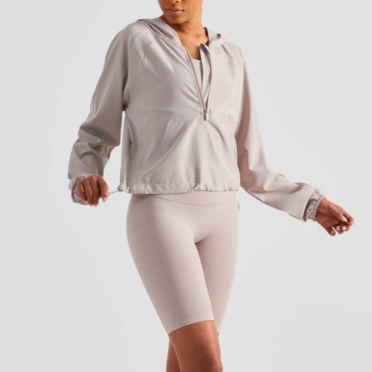 Women's Half Zipper Drawstring Workout Hoodie Athleisure Gym Hoodie - www.Shopthatapp.com