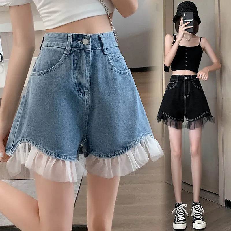 High Waist Design Denim Shorts For Women - www.Shopthatapp.com