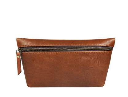 Belleza Leather Makeup Bag - Saddle - www.Shopthatapp.com