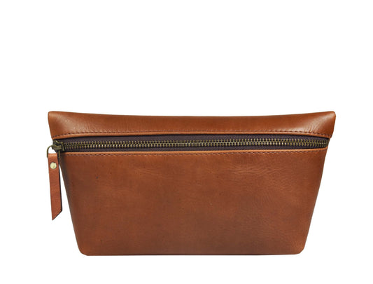 Belleza Leather Makeup Bag - Saddle - www.Shopthatapp.com