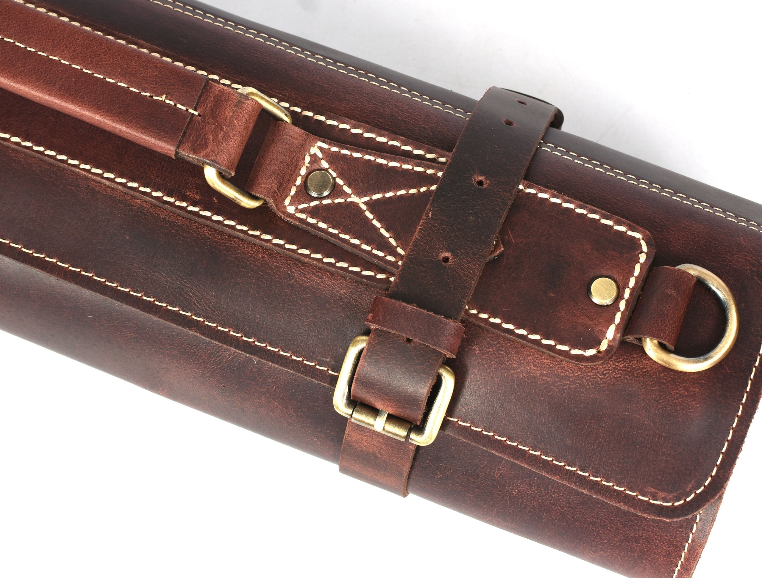 Bend Leather Chef Knife Roll 10 Slot - Walnut Brown - www.Shopthatapp.com