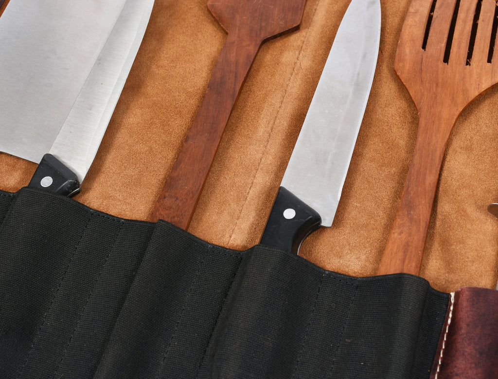 Bend Leather Chef Knife Roll 10 Slot - Walnut Brown - www.Shopthatapp.com