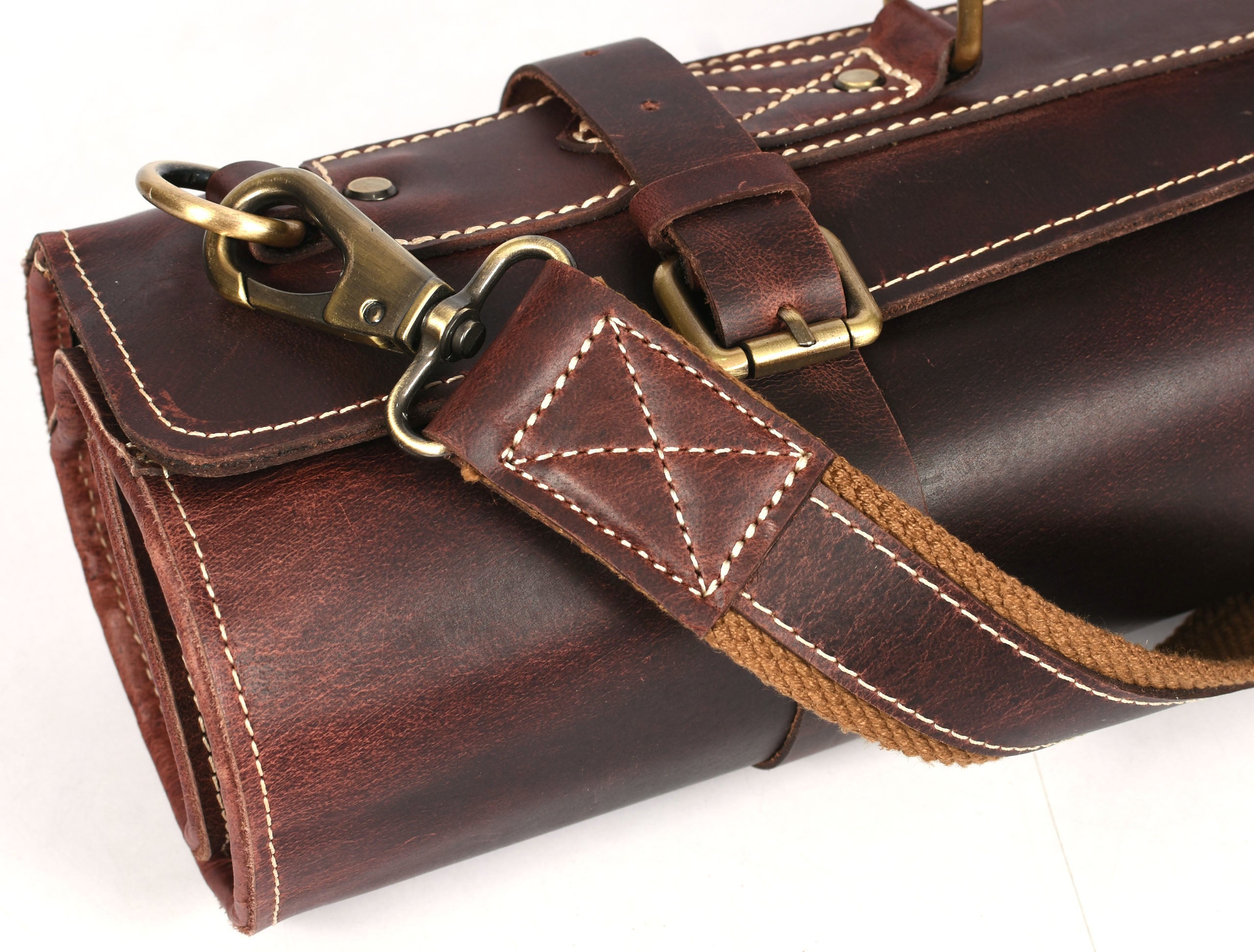 Bend Leather Chef Knife Roll 10 Slot - Walnut Brown - www.Shopthatapp.com