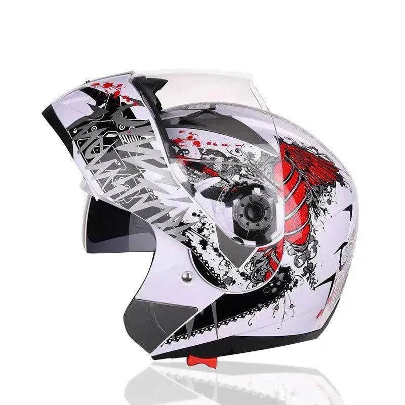 Best Motorcycle Helmet Half Helmet Anti-fog Sunscreen Double Lens Full Face Bike Helmet - www.Shopthatapp.com