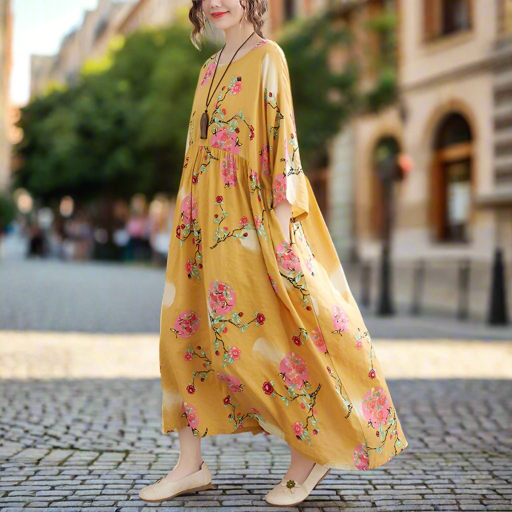 Robe ample Betty en coton et lin grande taille pour femme