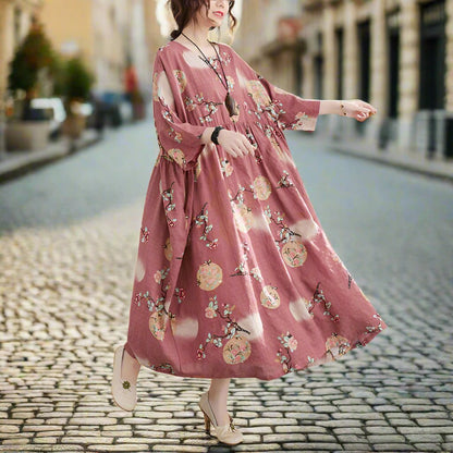 Robe ample Betty en coton et lin grande taille pour femme