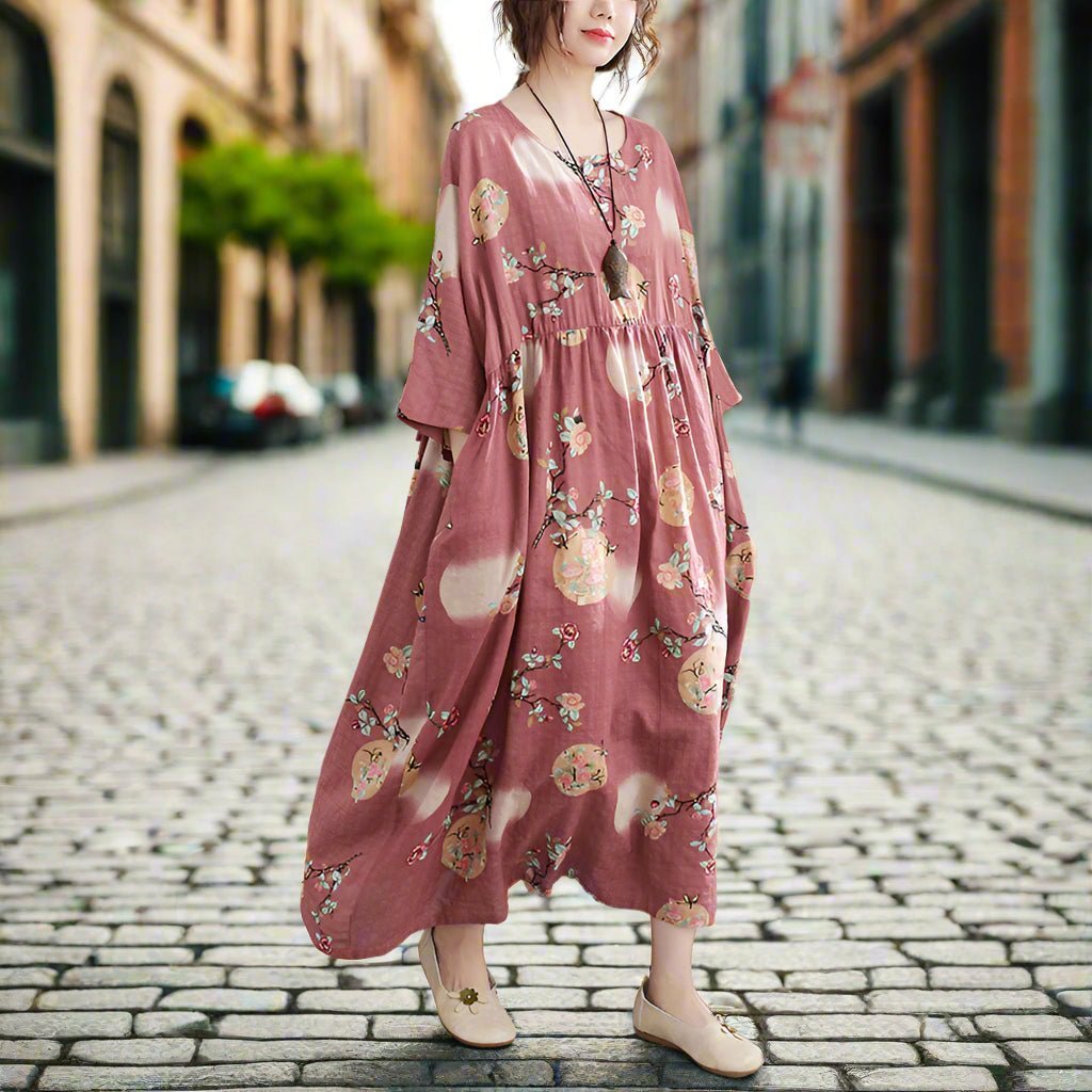 Robe ample Betty en coton et lin grande taille pour femme