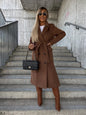 Betty Long Sleeve Lapel Button Split Coat - www.Shopthatapp.com