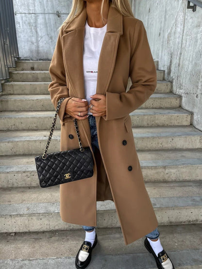 Betty Long Sleeve Lapel Button Split Coat - www.Shopthatapp.com