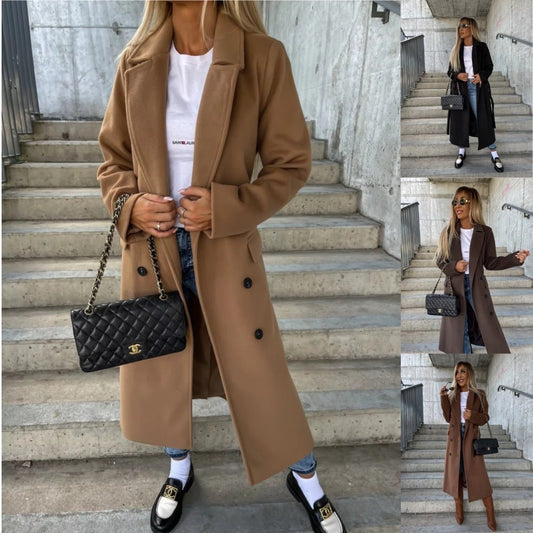 Betty Long Sleeve Lapel Button Split Coat - www.Shopthatapp.com