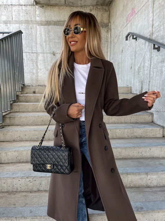 Betty Long Sleeve Lapel Button Split Coat - www.Shopthatapp.com