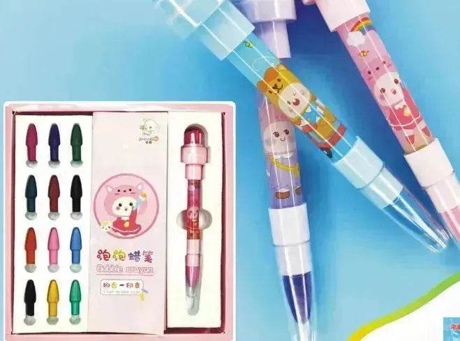12 Color Bubble Crayon Painting Graffiti Seal for Children - www.Shopthatapp.com