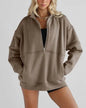 Women's Half Zipper Pocket Fashion Casual Exercise Oversized Sweatshirt Pullover - www.Shopthatapp.com