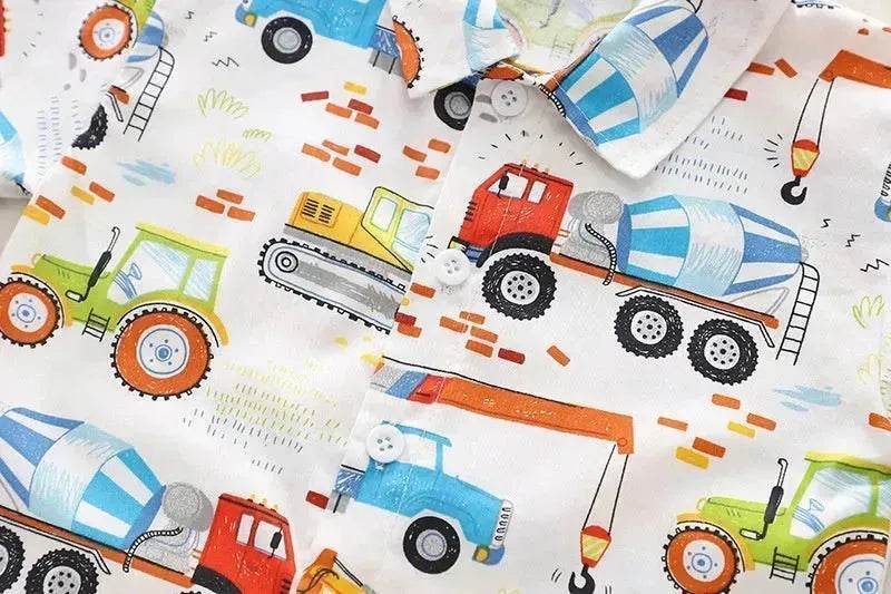 Boy's Shirt Suit Thin Summer Fashionable Cartoon Baby Short Sleeve Summer Clothing Two piece for boys - www.Shopthatapp.com