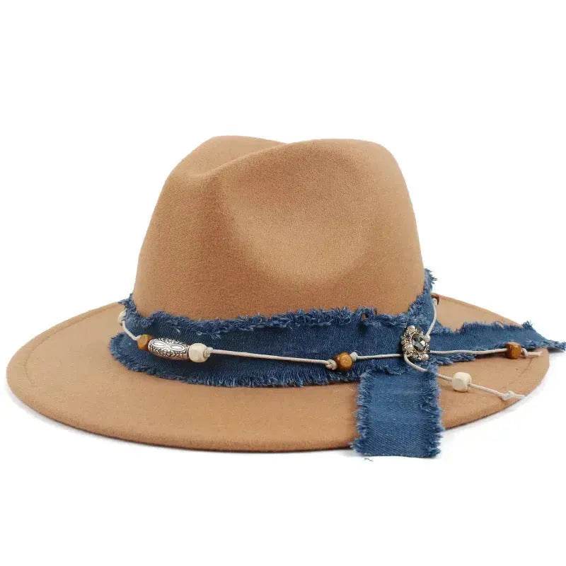 Women Fashion  Denim Blue Cloth Scarf Hat Woolen Hat - www.Shopthatapp.com