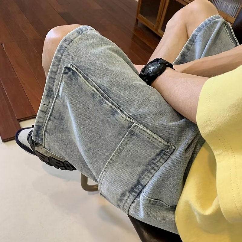 Baggy Denim Cargo Shorts For Men Jeans - Fashion Work Clothes - www.Shopthatapp.com