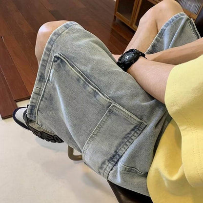 Baggy Denim Cargo Shorts For Men Jeans - Fashion Work Clothes - www.Shopthatapp.com