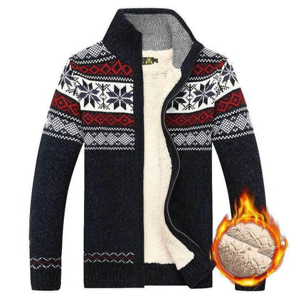 Men's Sweater Warm Velvet Sweatercoat Winter Wool Cardigan Male Casual Thicken Warm Fleece Christmas Sweater For Man - www.Shopthatapp.com