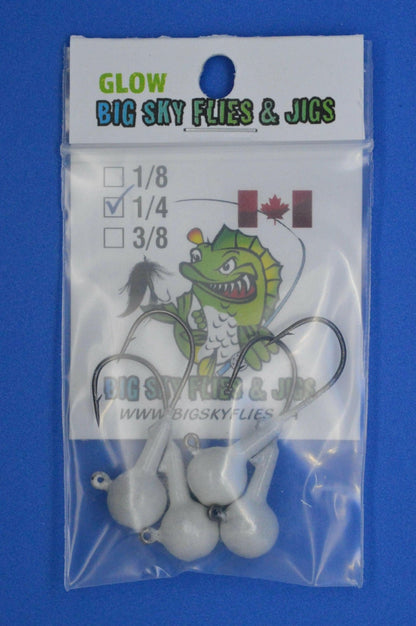 Big Sky 1/4oz Ball Jigs Glow 4/pack - www.Shopthatapp.com
