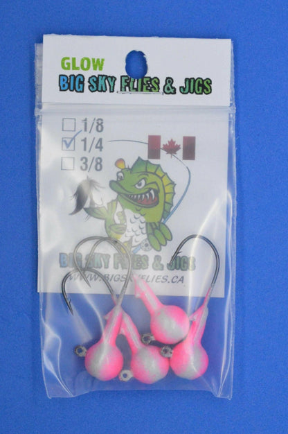 Big Sky 1/4oz Ball Jigs Glow 4/pack - www.Shopthatapp.com