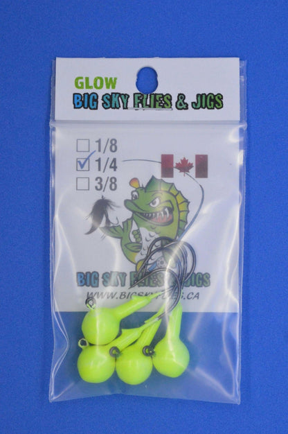 Big Sky 1/4oz Ball Jigs Glow 4/pack - www.Shopthatapp.com