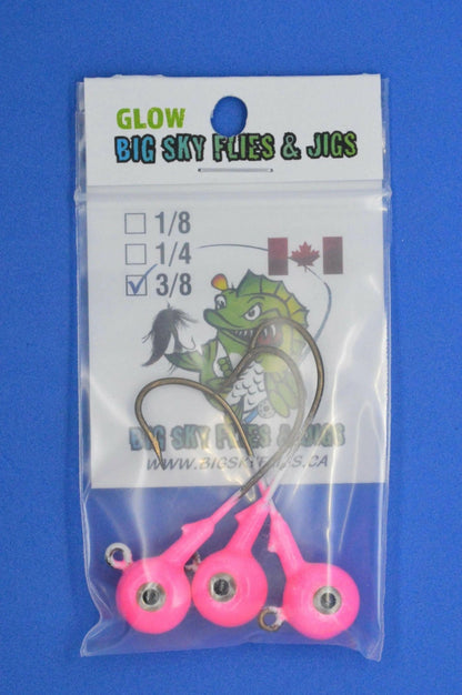 Big Sky Titan 3/8oz Heavy Duty Jig Heads Glow 3/pack - www.Shopthatapp.com